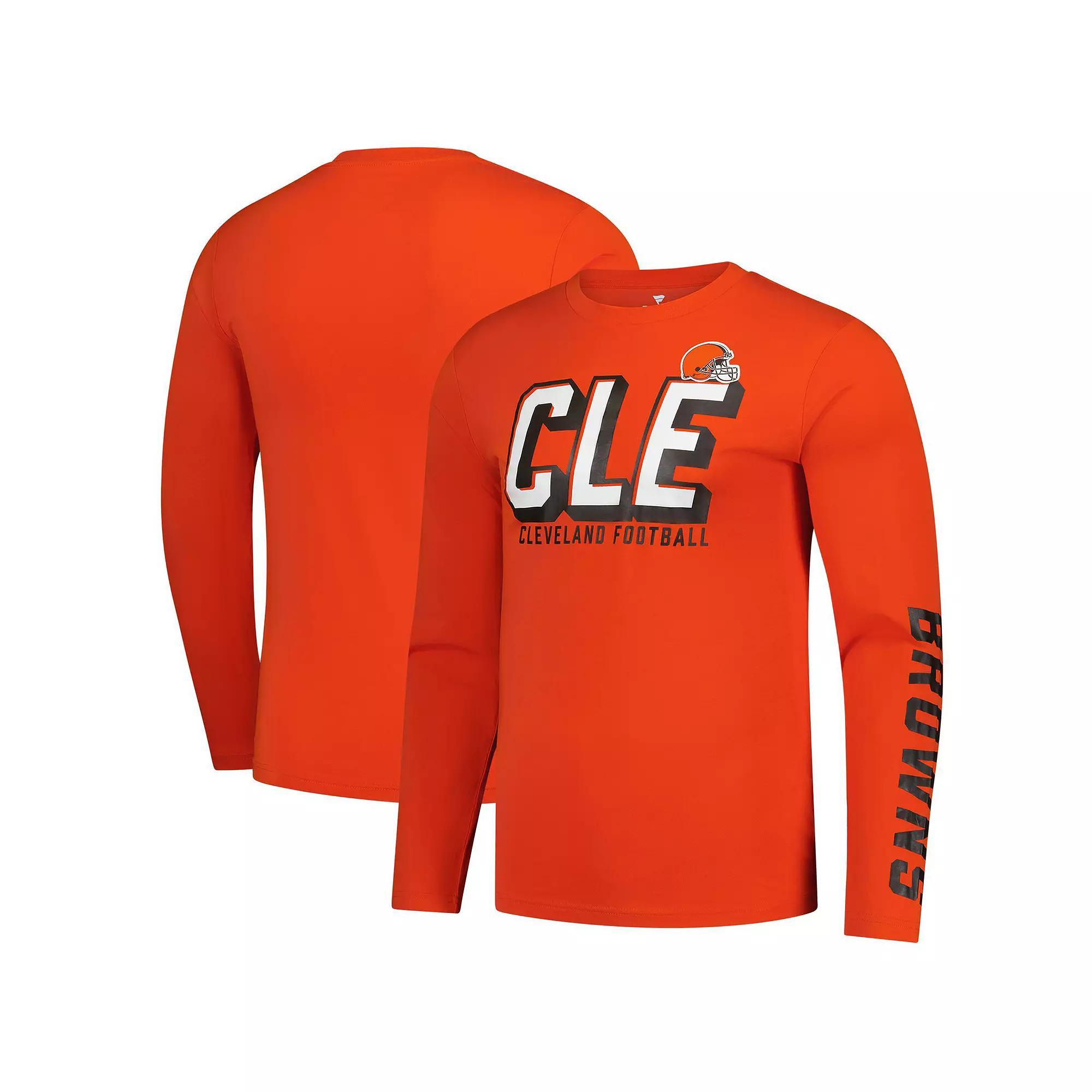 Men's Fanatics  Orange Cleveland Browns Long Sleeve T-Shirt, Size: 5XL Product Image