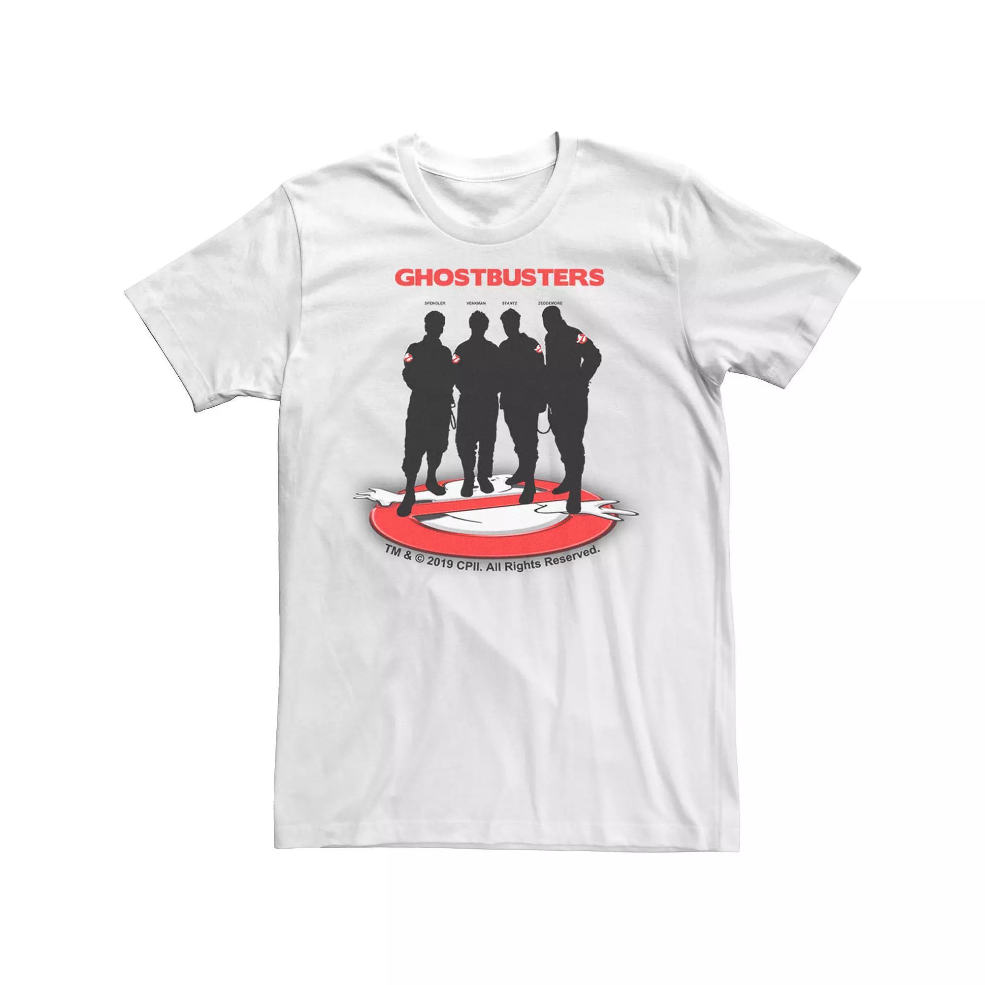 Men's Ghostbusters Group Shot Silhouette Poster Tee, Size: Large, White Product Image