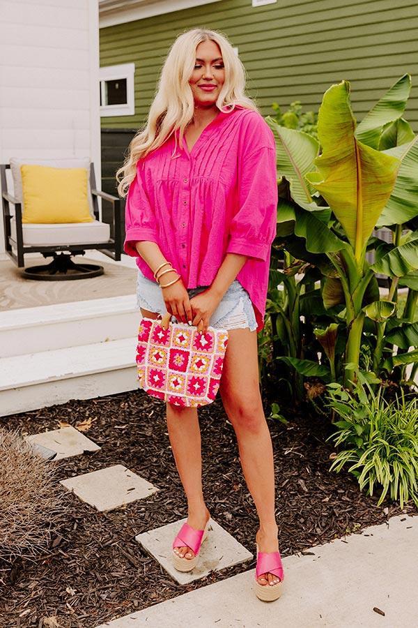 Seven Seas Button Up Top in Hot Pink Product Image