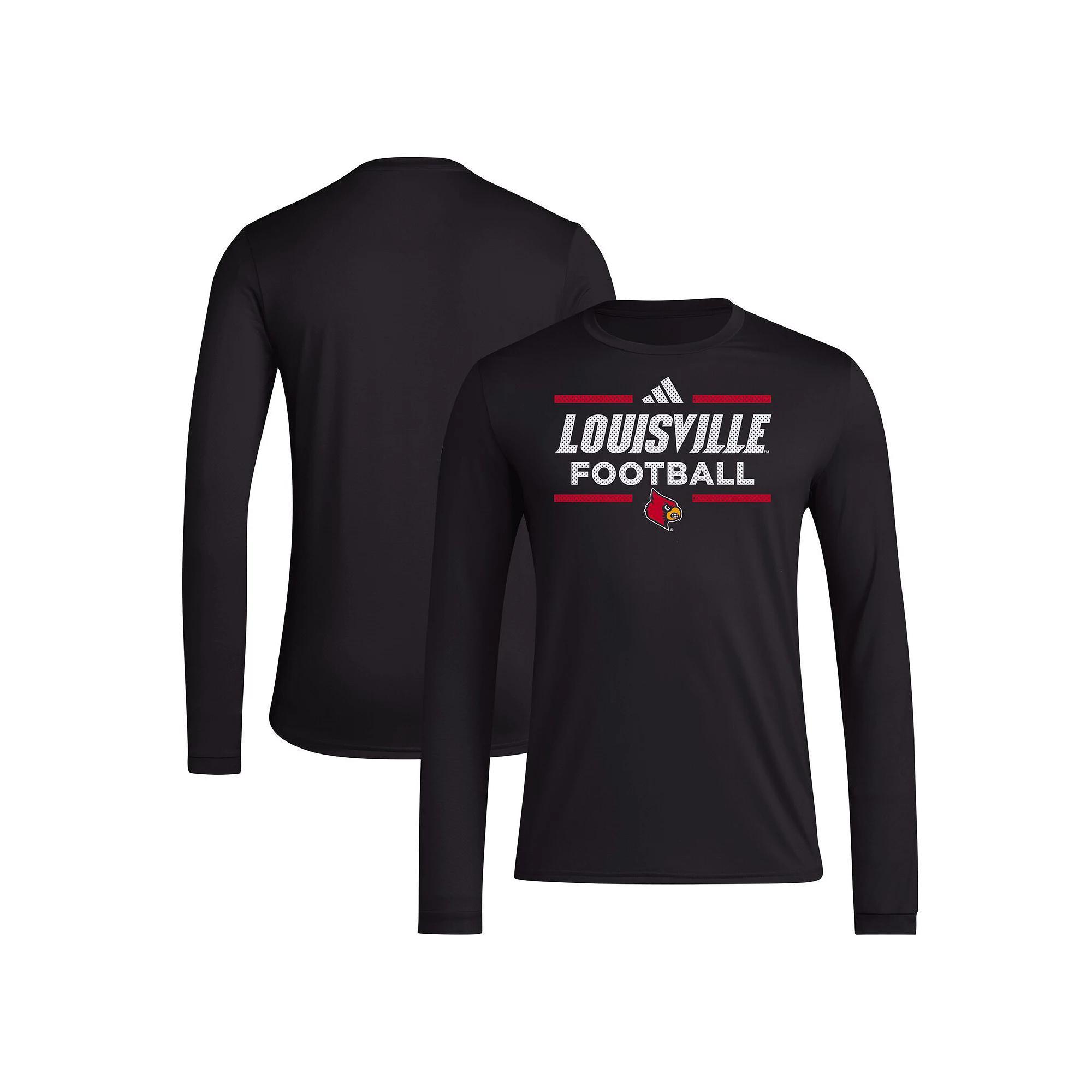 Men's adidas Black Louisville Cardinals Locker Football Pre-Game AEROREADY Long Sleeve T-Shirt,  Product Image