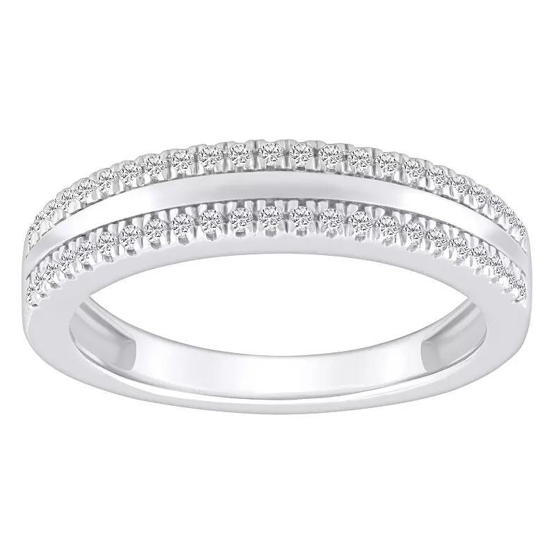 Alyson Layne 14k Gold 1/4 Carat T.W. Diamond Pave & Polished Wedding Band, Women's, Size: 5, 14k White Gold Product Image