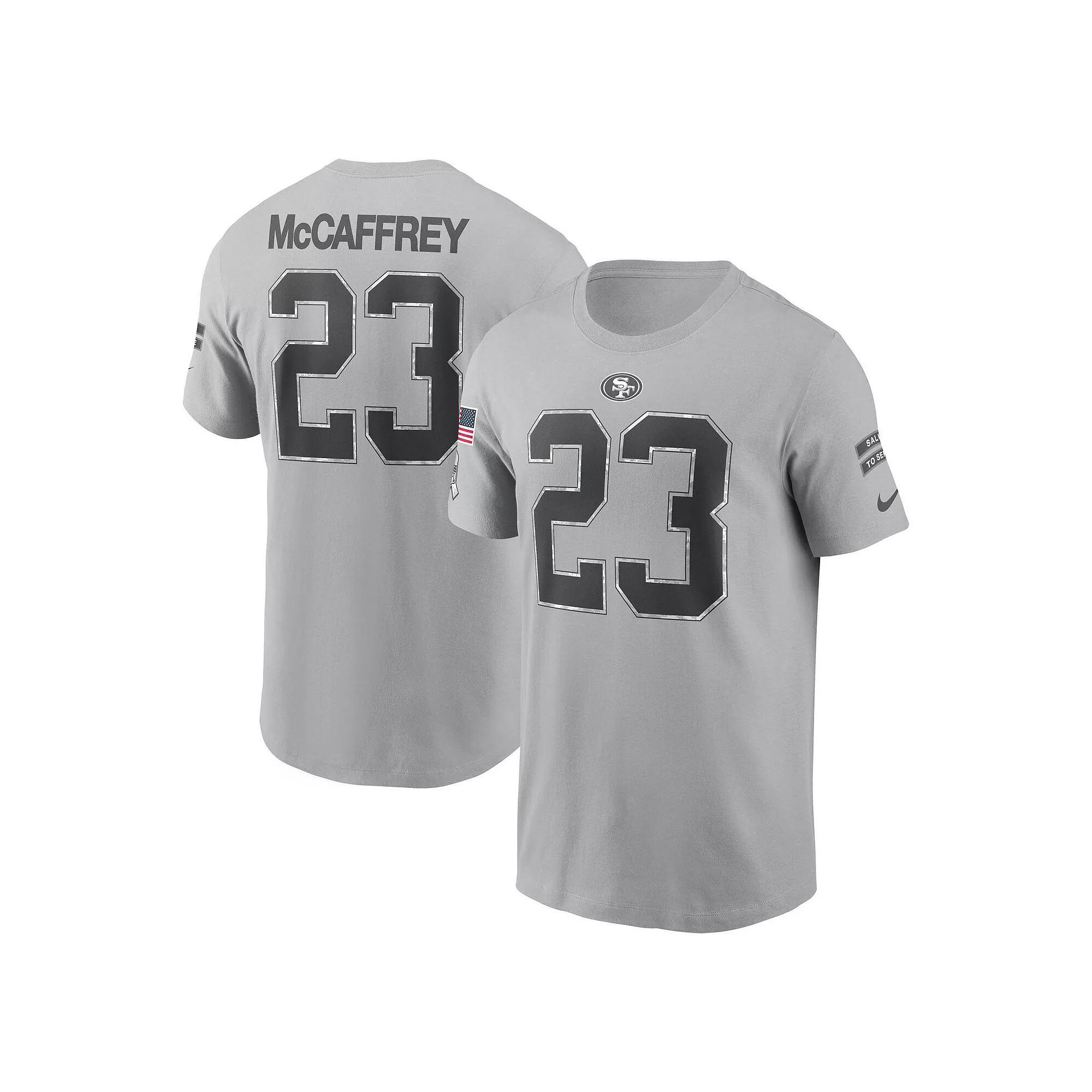 Men's Nike Christian McCaffrey Gray San Francisco 49ers 2024 Salute To Service Name & Number T-Shirt, Size: XL, Grey Product Image