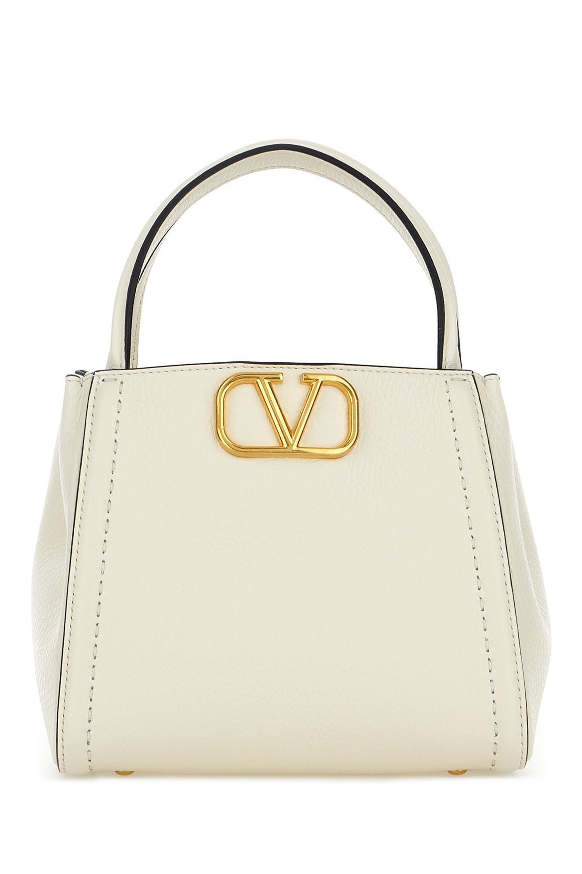 VALENTINO GARAVANI Ivory Leather Alltime Small Handbag In Ivory Multicolor Beige Product Image