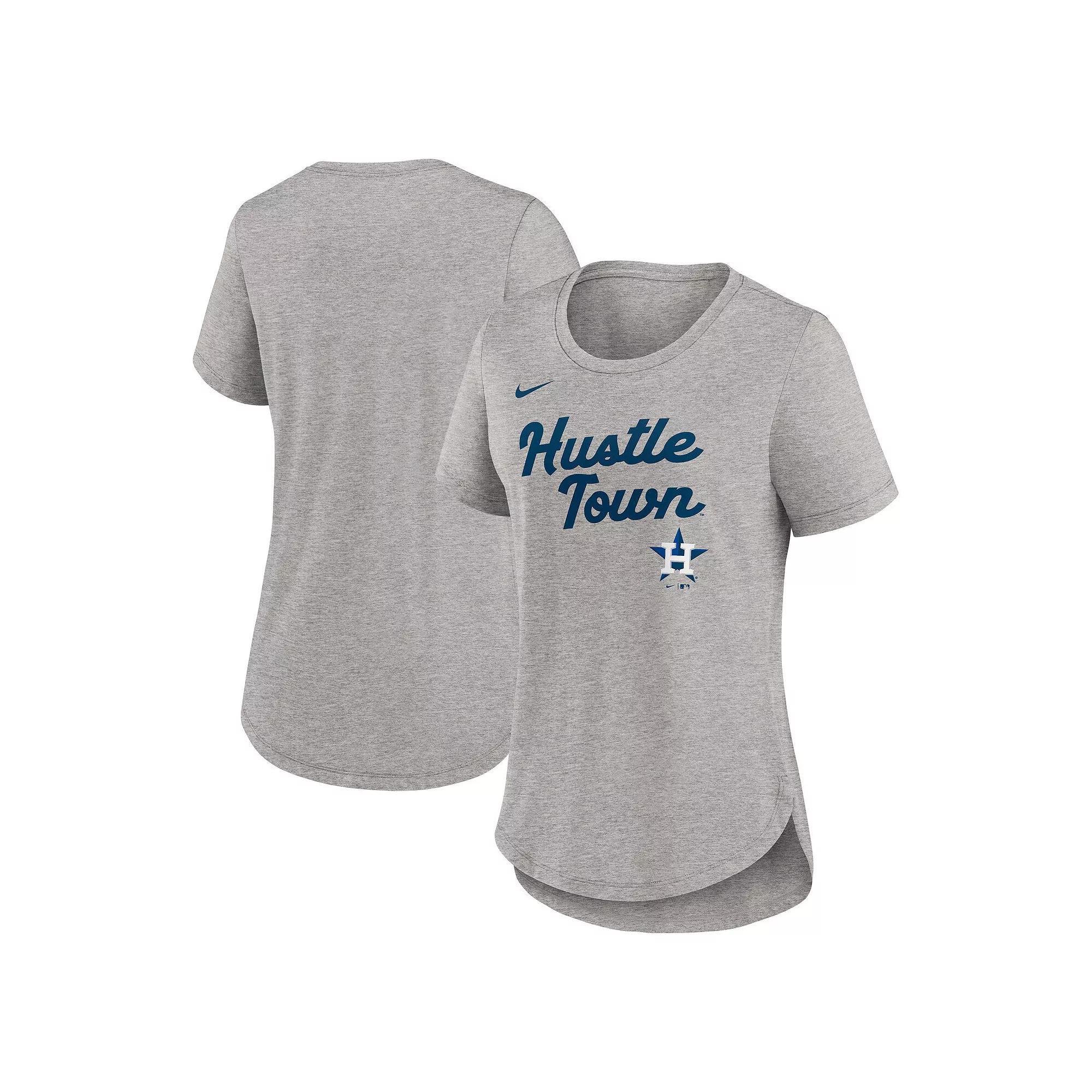 Women's Nike Heather Gray Houston Astros Script Tri-Blend T-Shirt, Size: Small, Grey Product Image
