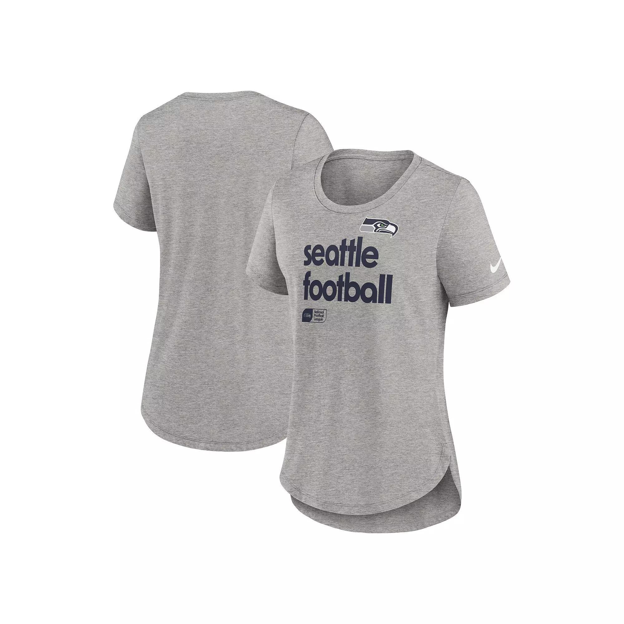 Women's Nike Heather Gray Seattle Seahawks Fashion Tri-Blend T-Shirt,  Product Image