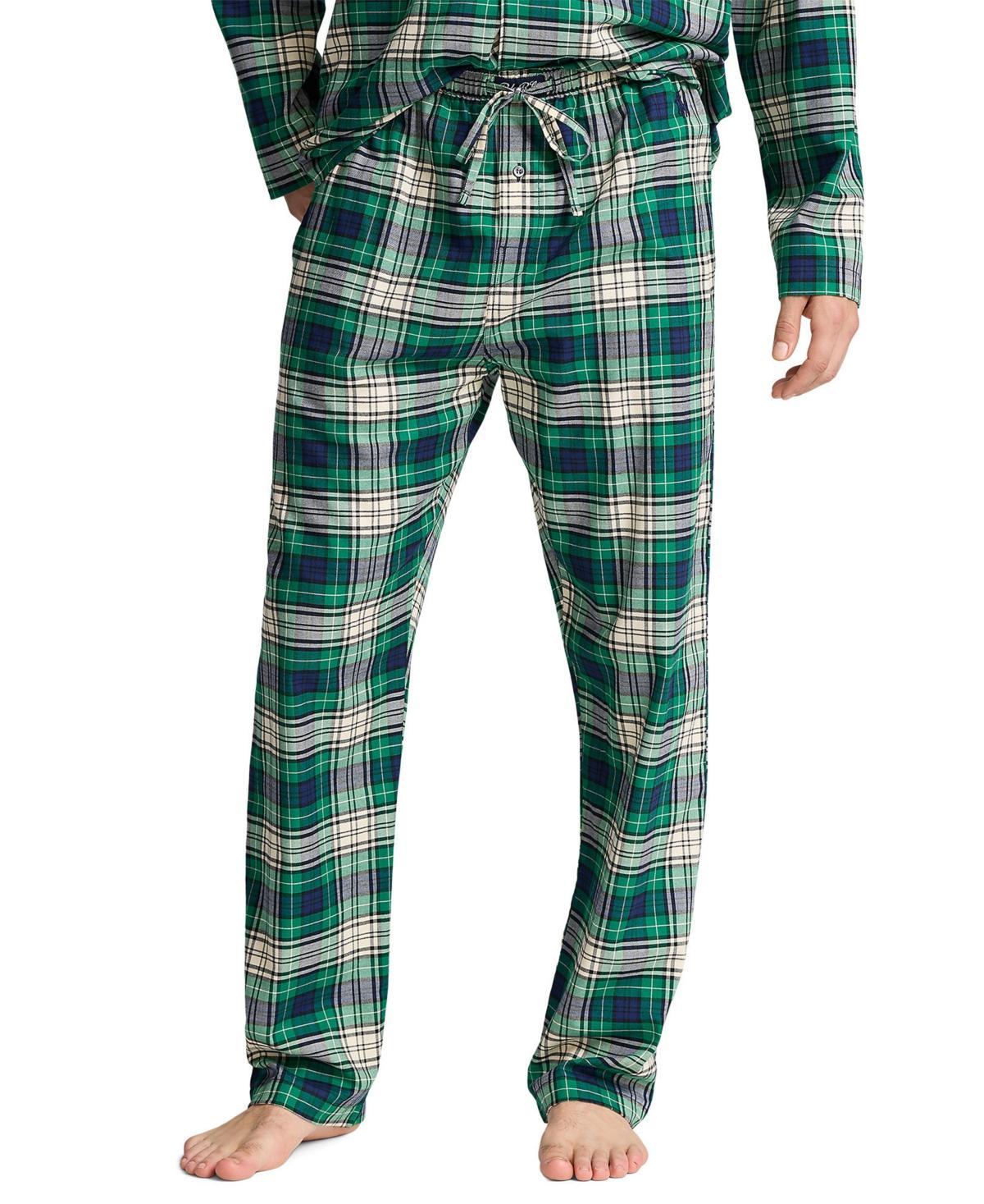 POLO RALPH LAUREN Men's Plaid Flannel Pajama Pants In Green And Blue Plaid Product Image