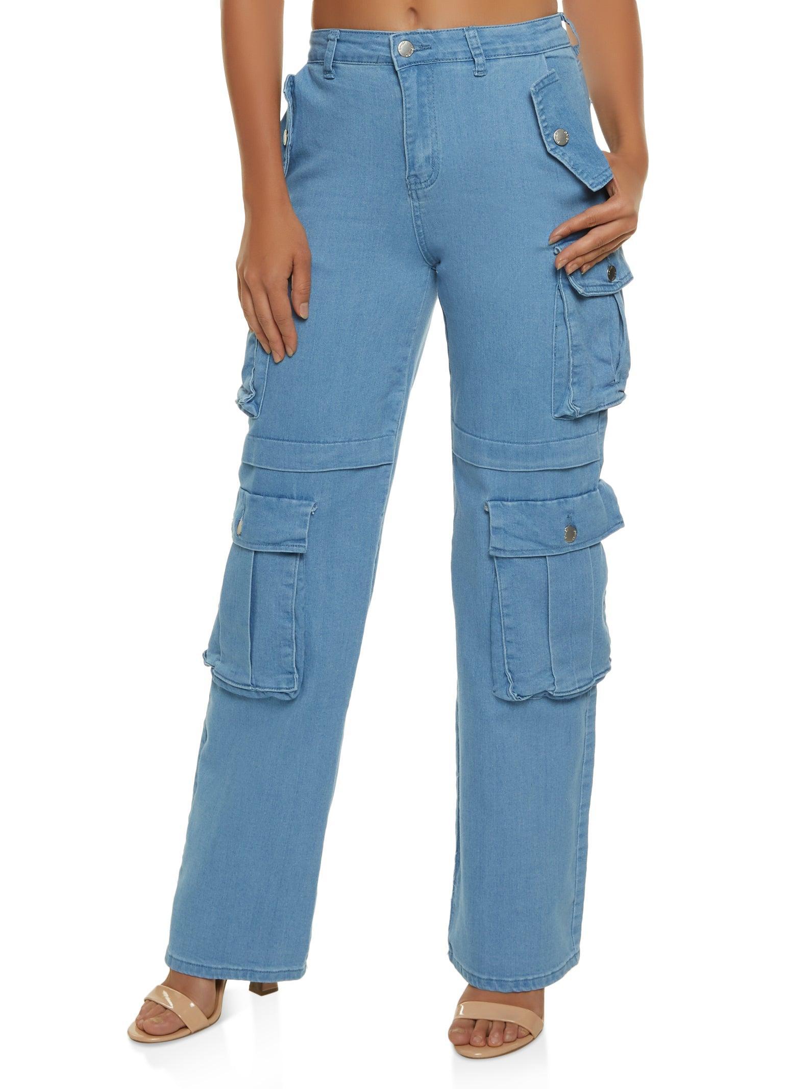 Womens Wide Leg Cargo Jeans Product Image