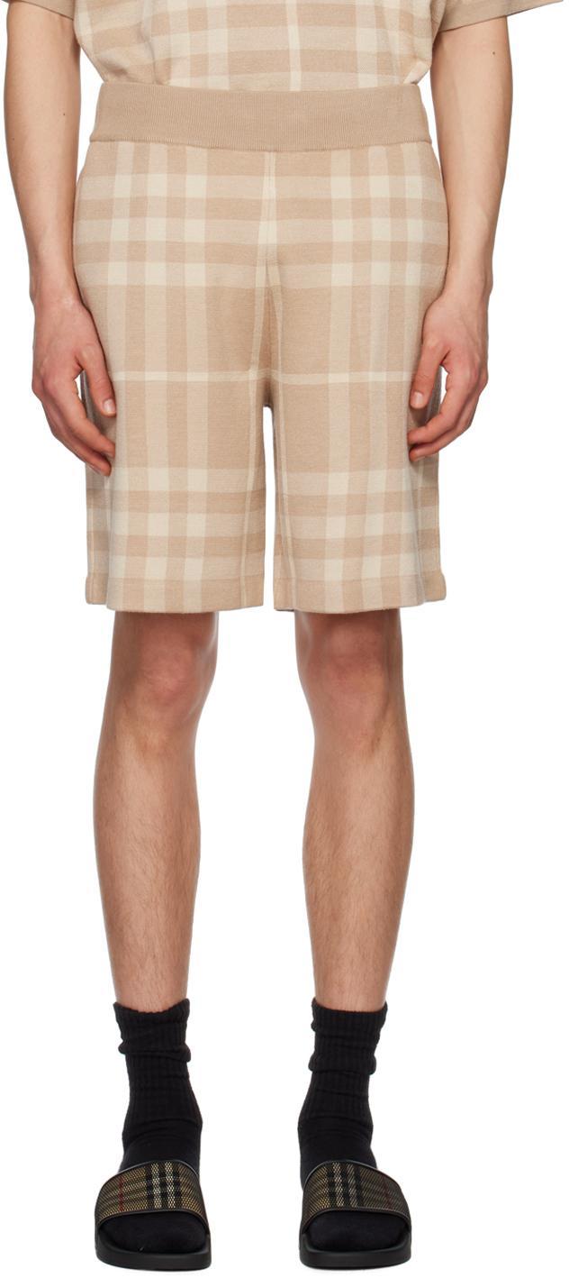 BURBERRY Check Wool Silk Jacquard Shorts In Blue Product Image