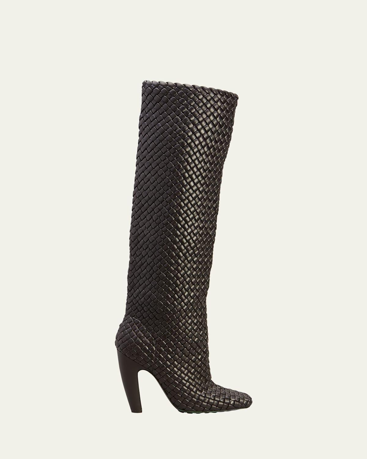 Intrecciato Woven Lambskin Knee Boots Product Image