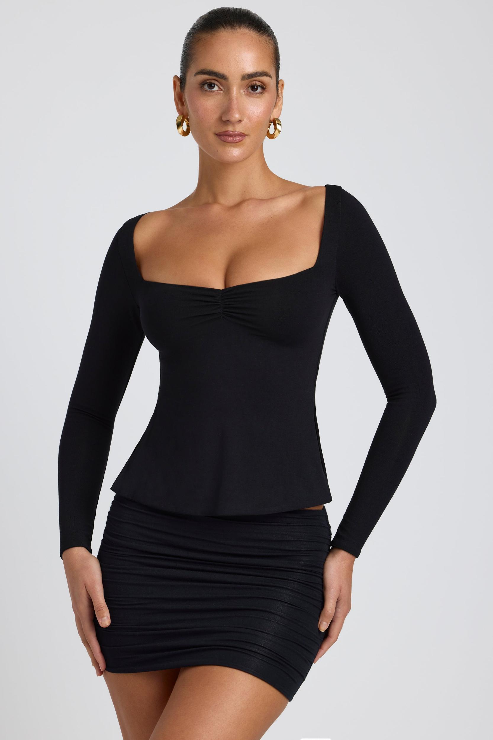 Modal Sweetheart-Neck Top in Black Product Image