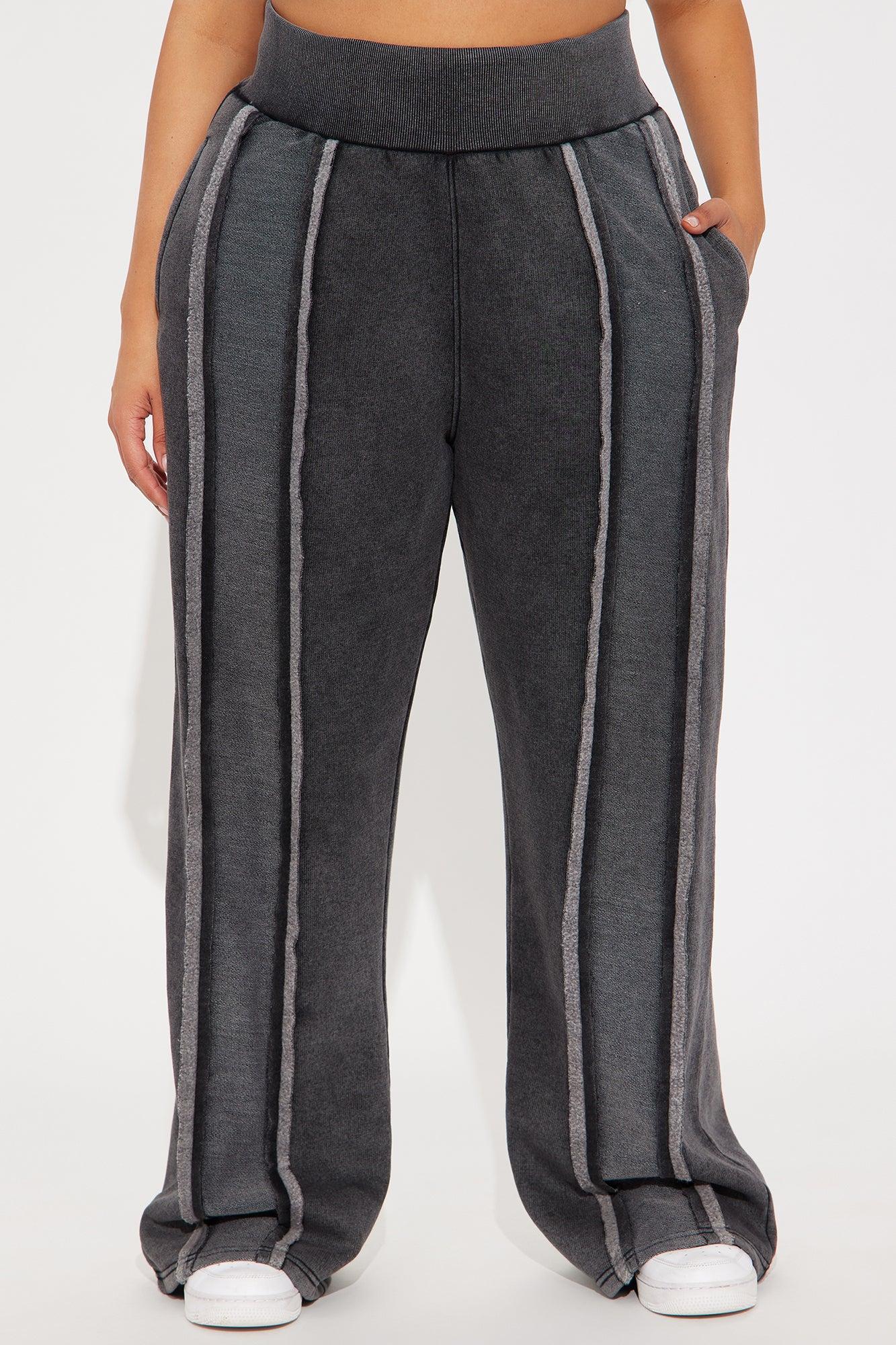 Chilled Out Fleece Wide Leg Pant - Charcoal Product Image