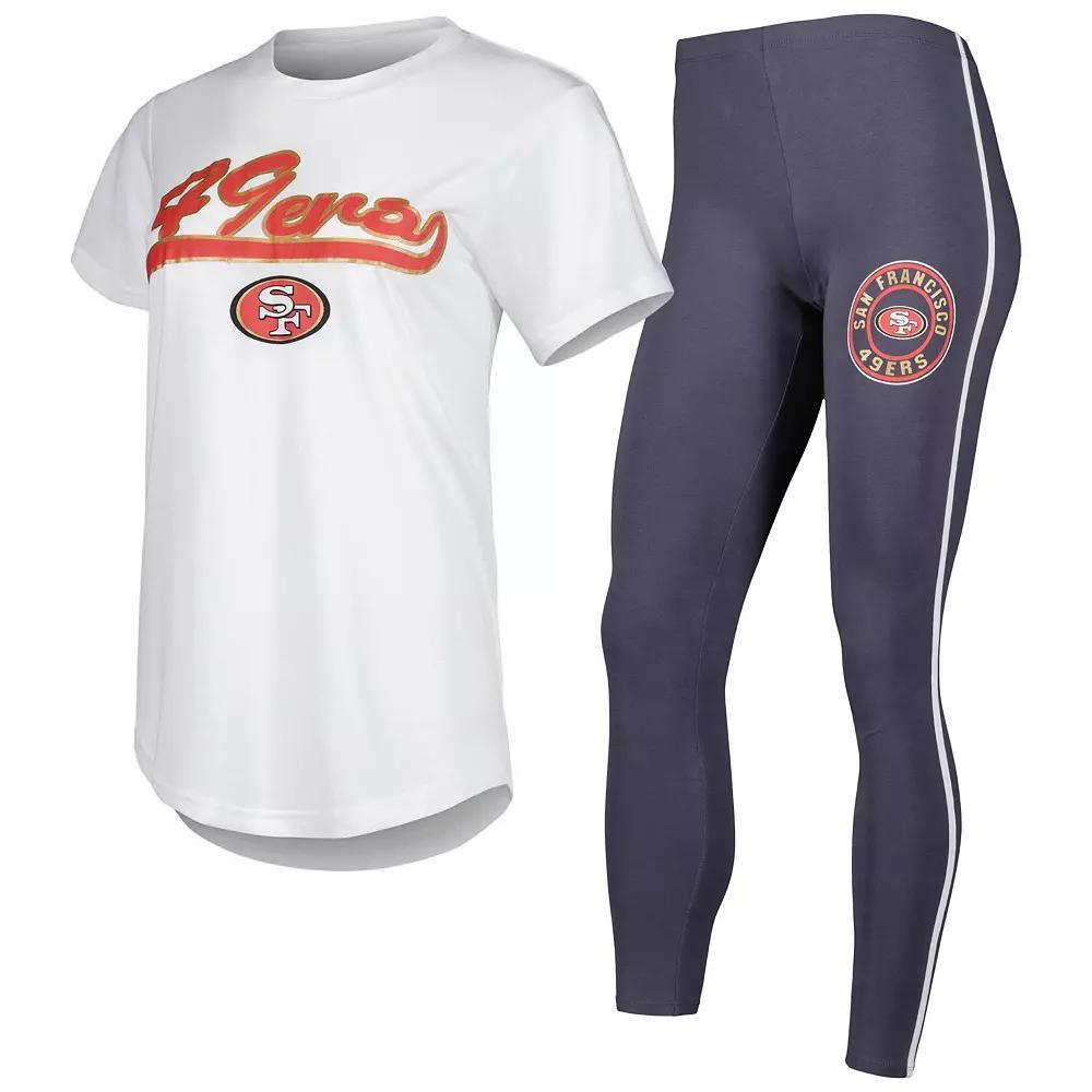 Women's Concepts Sport White/Charcoal San Francisco 49ers Sonata T-Shirt & Leggings Sleep Set,  Product Image