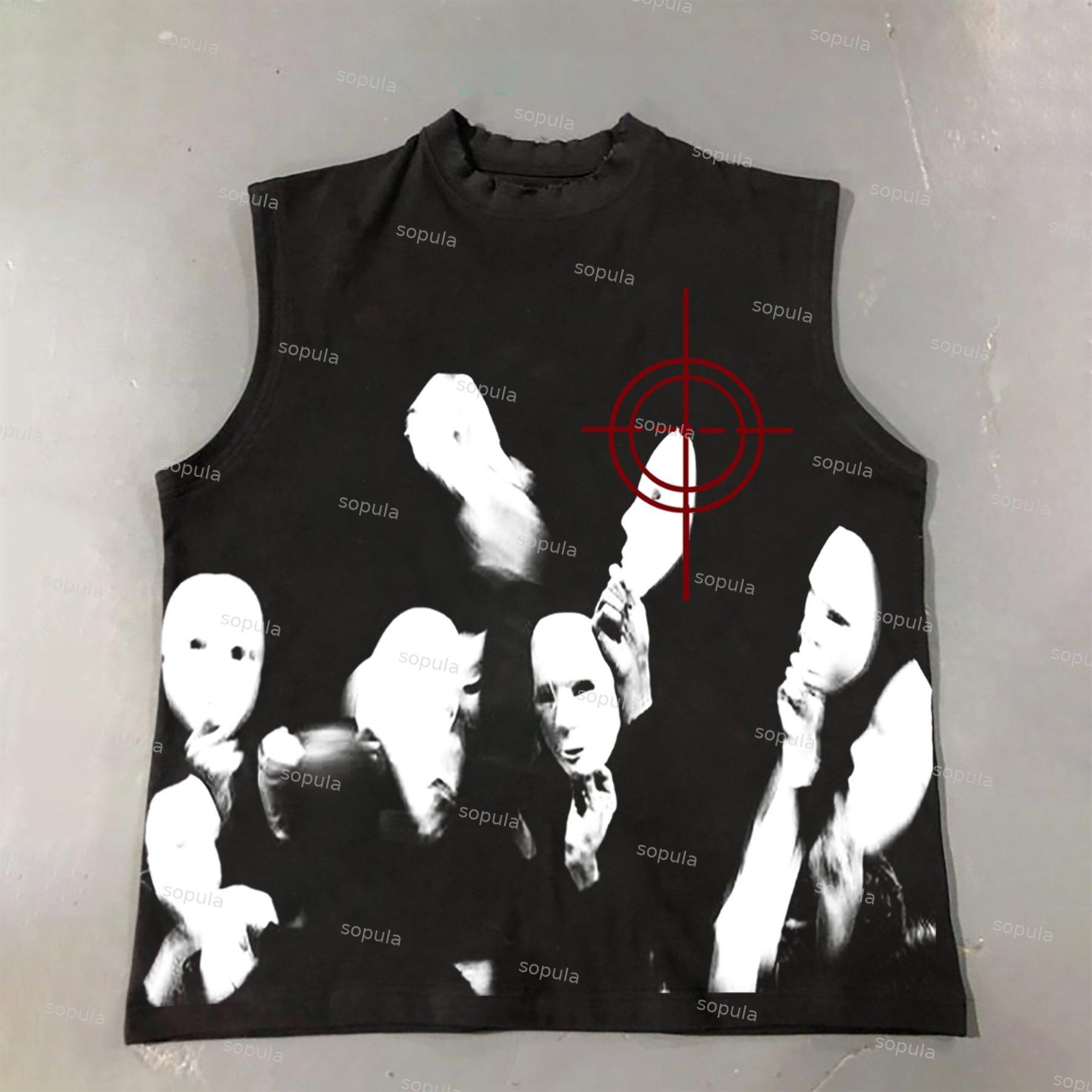 Sopula Casual Fun Grimace Mask Shot Print Cotton Tank Top Product Image