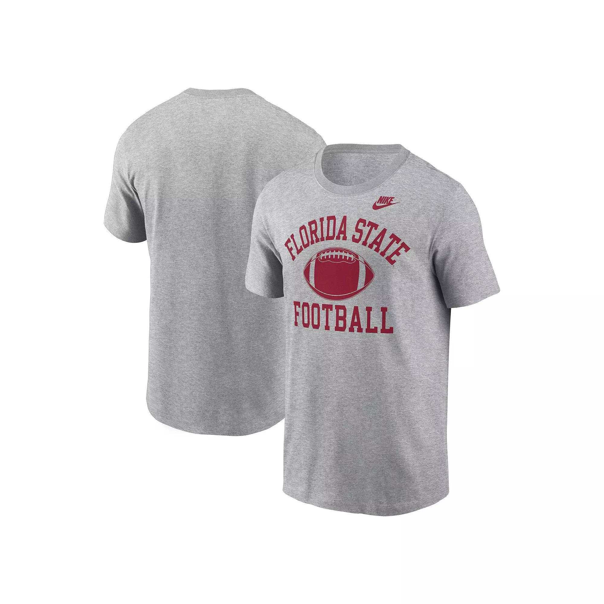 Men's Nike Heather Gray Florida State Seminoles Legacy Football Icon T-Shirt, Size: Medium, Grey Product Image