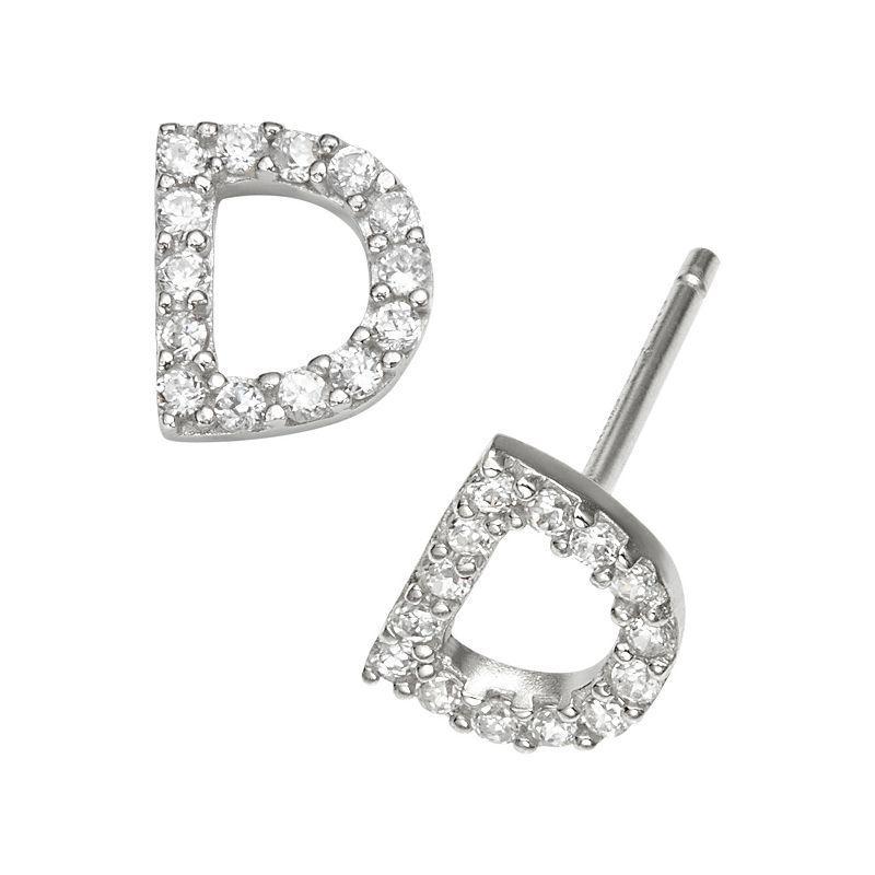 Sophie Miller Sterling Silver Cubic Zirconia Initial Stud Earrings, Womens, K Product Image