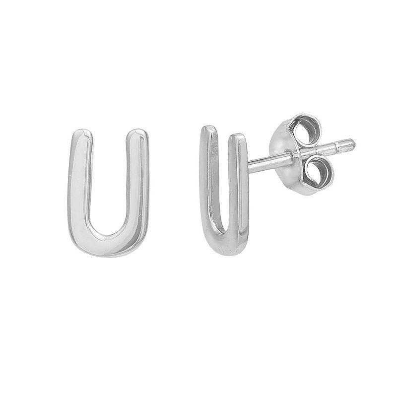 PRIMROSE Sterling Silver Initial Stud Earrings, Womens, Silver Tone C Product Image