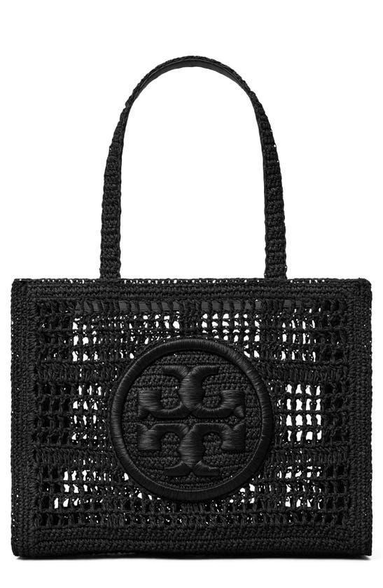 TORY BURCH Ella Small Hand Crochet Tote In Black Product Image