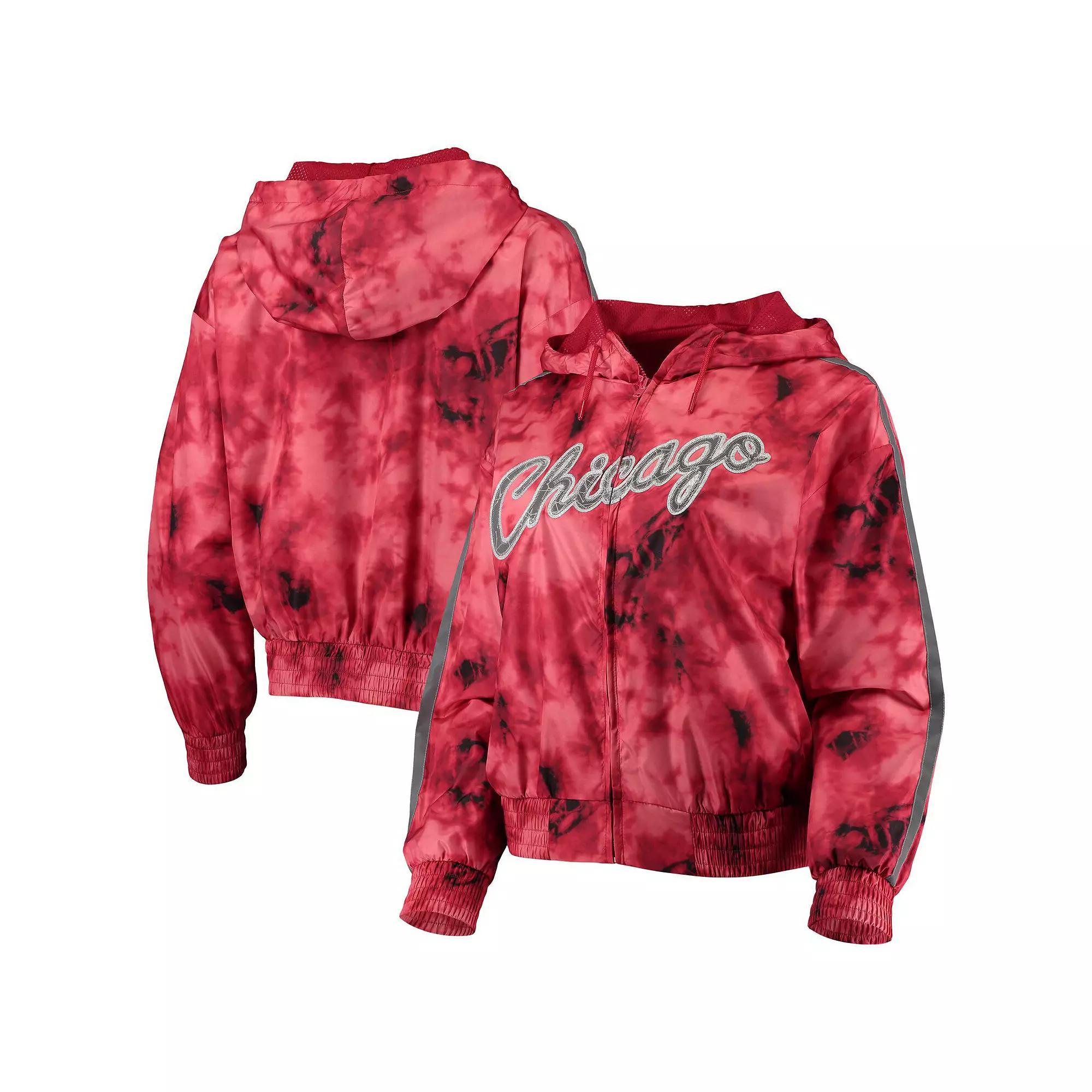 Women's Mitchell & Ness Red Chicago Bulls Galaxy Sublimated Windbreaker Pullover Full-Zip Hoodie,  Product Image