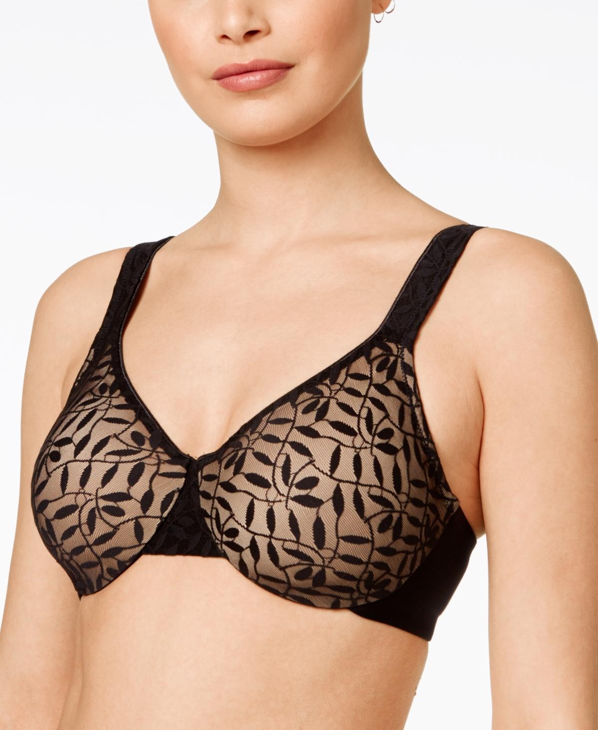 Olga® by Warner's® Sheer Leaves Lace Full-Figure Full-Coverage Minimizer Bra 35519, Women's, Size: 38 Dd, Black And Gray Product Image