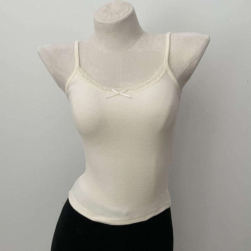 Plain Bow Lace Trim Cami Top Product Image