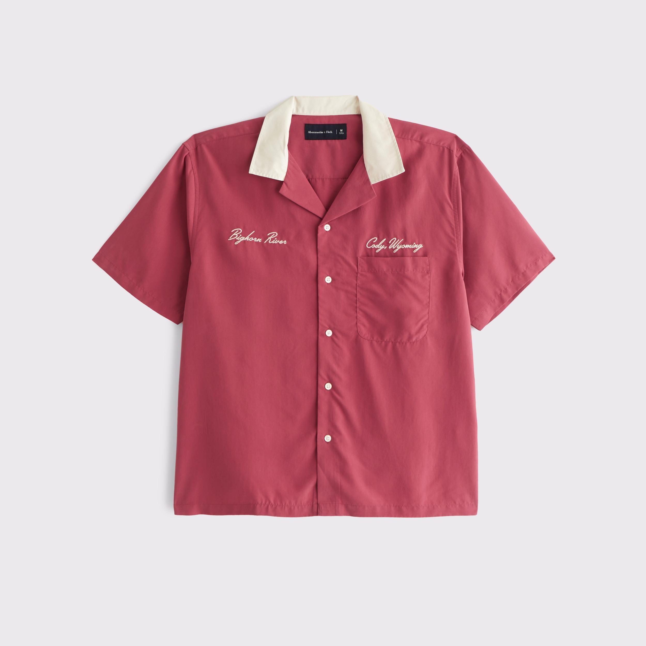 Short-Sleeve Cupro Button-Up Shirt Product Image