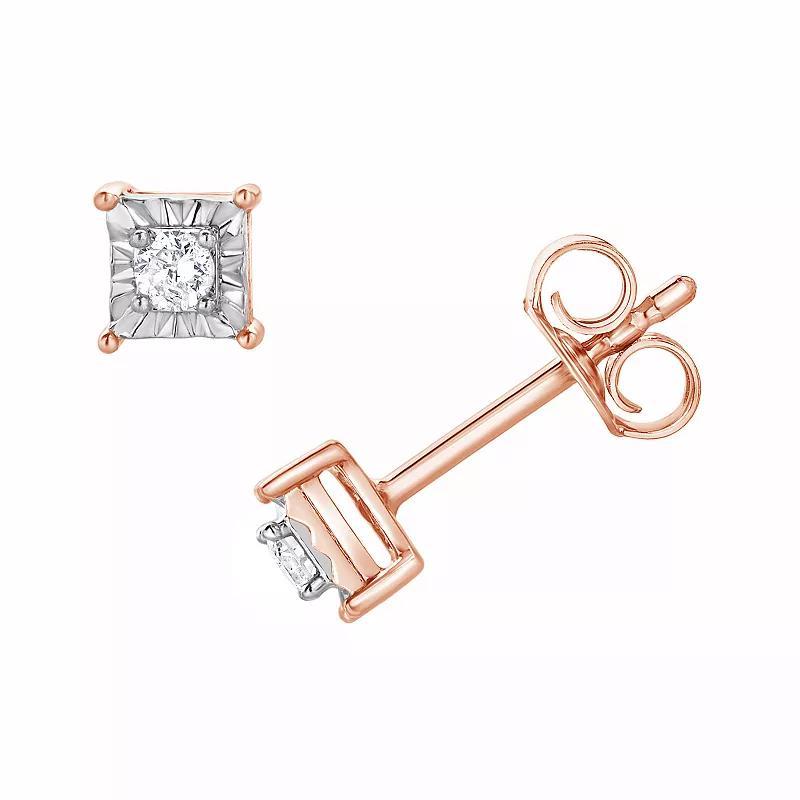 Diamond Brilliance Sterling Silver 1/10 Carat T.W. Lab-Created Diamond Square Miracle Stud Earrings, Women's, Silver Tone Product Image
