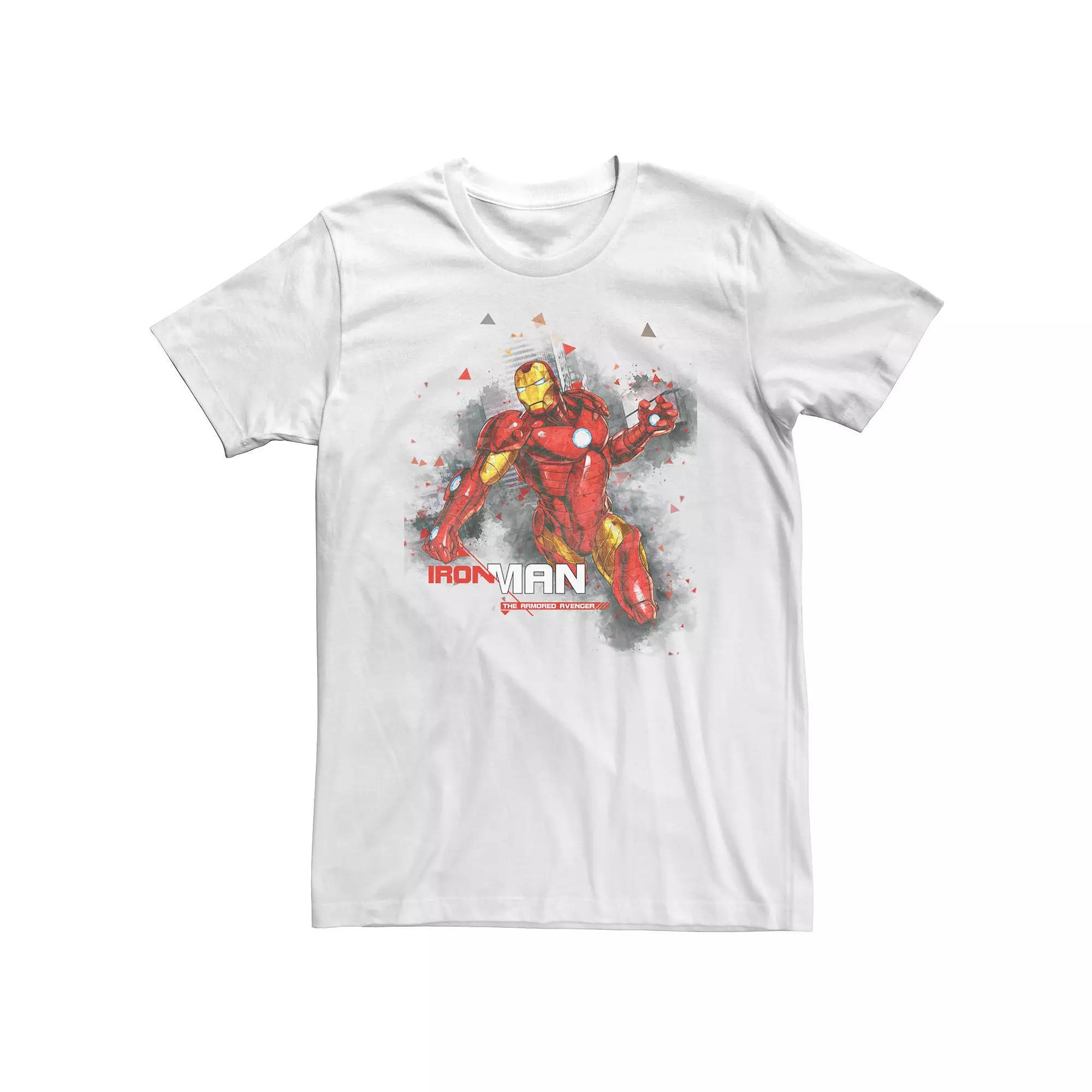 Big & Tall Marvel Avengers Assemble Iron Man Burst Tee, Men's, Size: 3XL, White Product Image