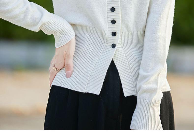 V-Neck Ribbed Cardigan Product Image