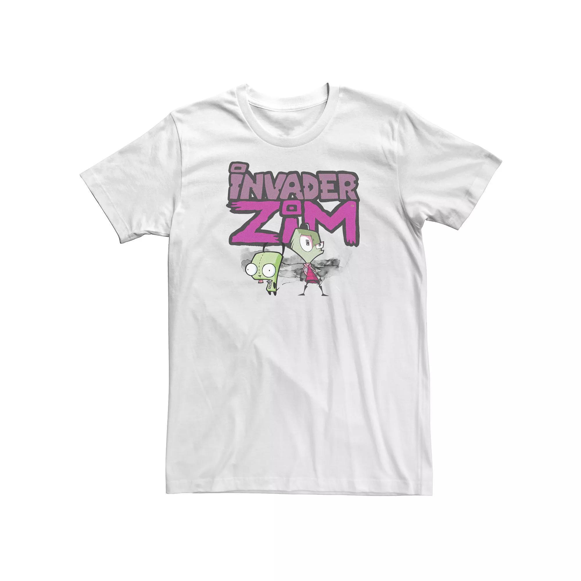 Big & Tall Nickelodeon Invader Zim And Gir Watercolor Portrait Logo Tee, Men's, Size: Large Tall, White Product Image