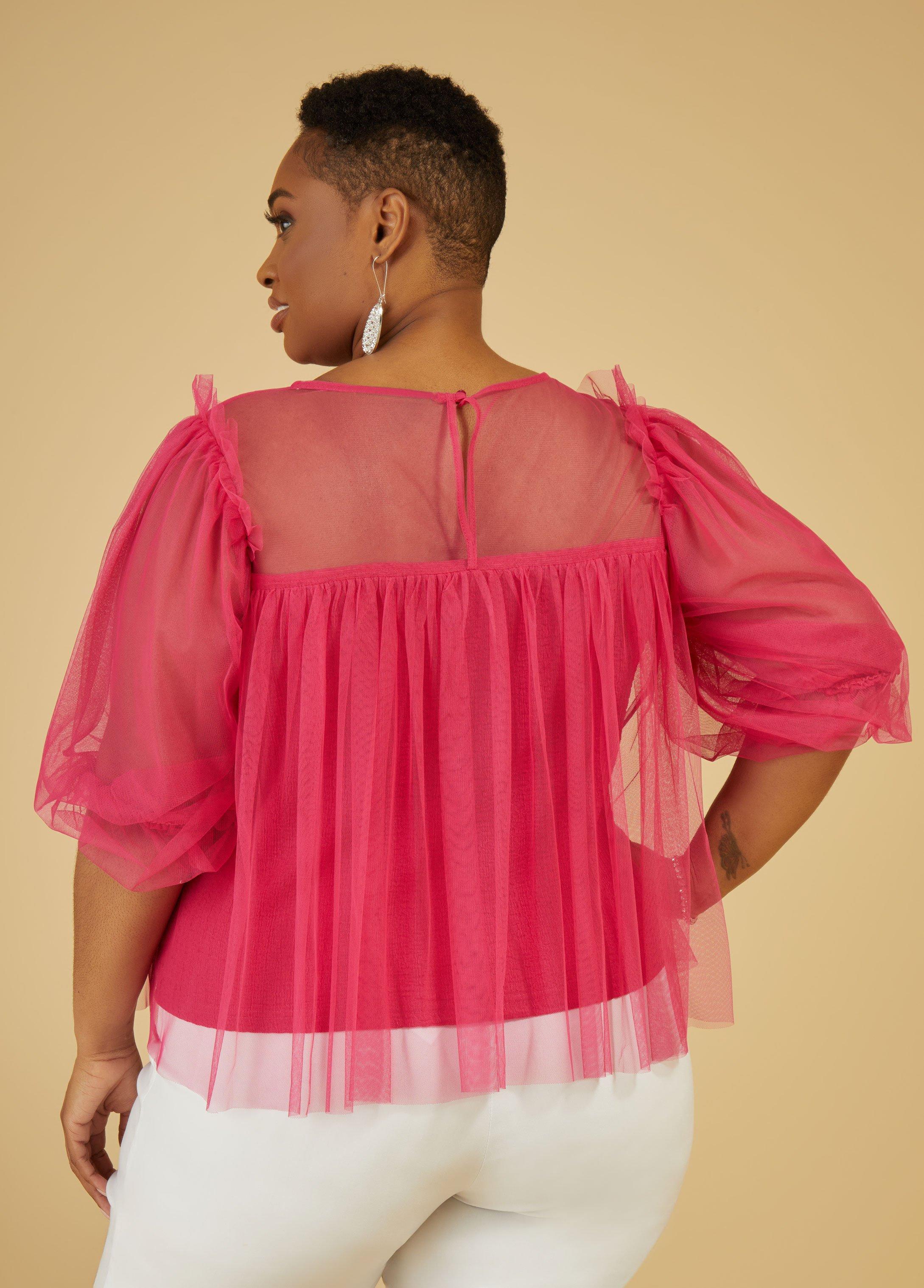 Plus Size Layered Tulle Top Ashley Stewart Product Image