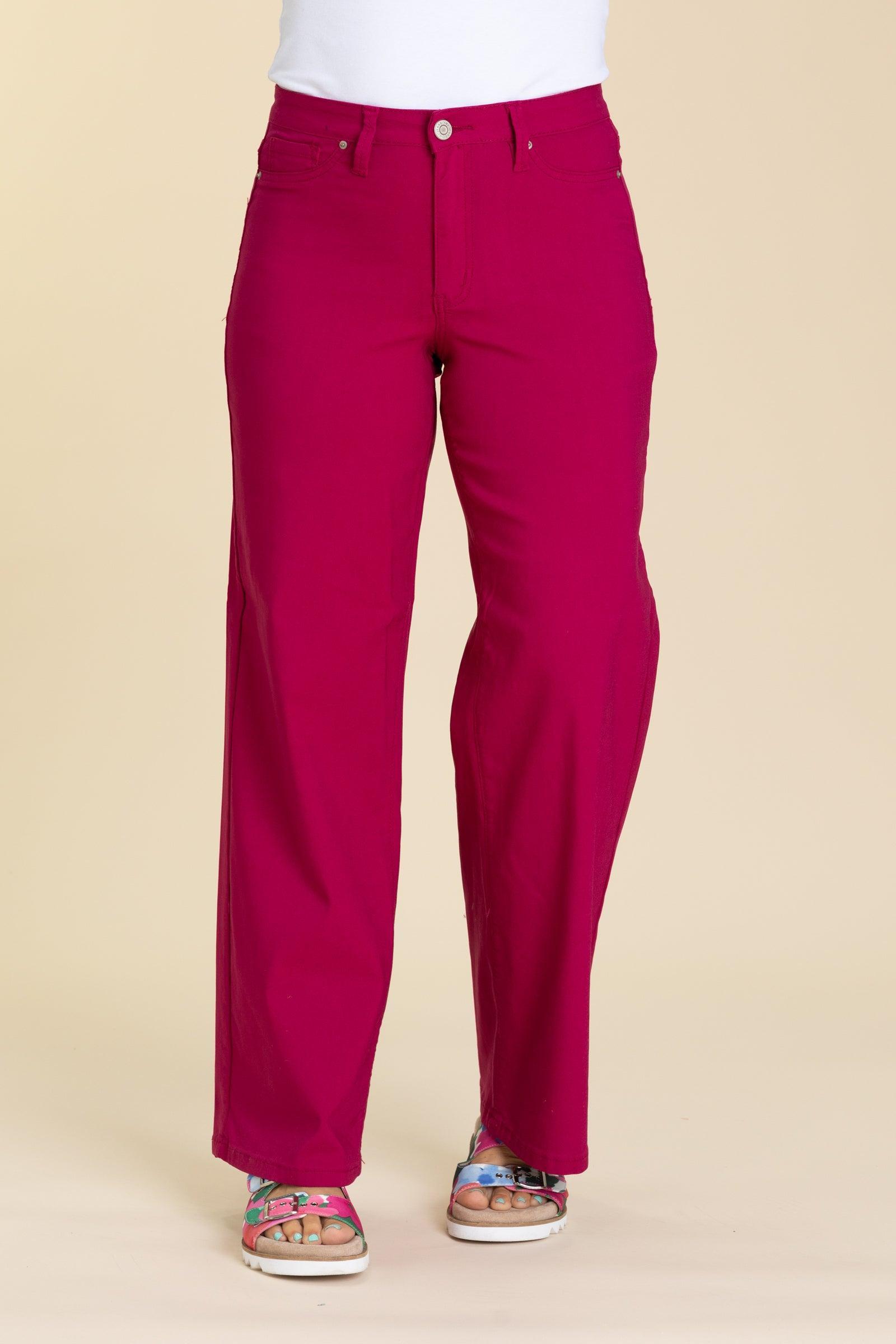 YMI Dark Fuchsia Hyperstretch Wide Leg Pants Product Image