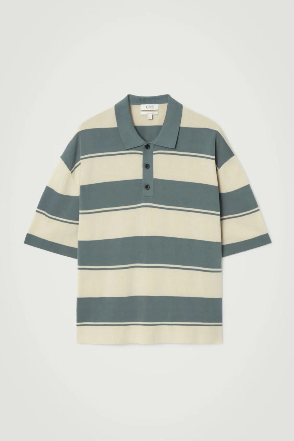 COS Oversized Striped Polo Shirt In Blue Product Image