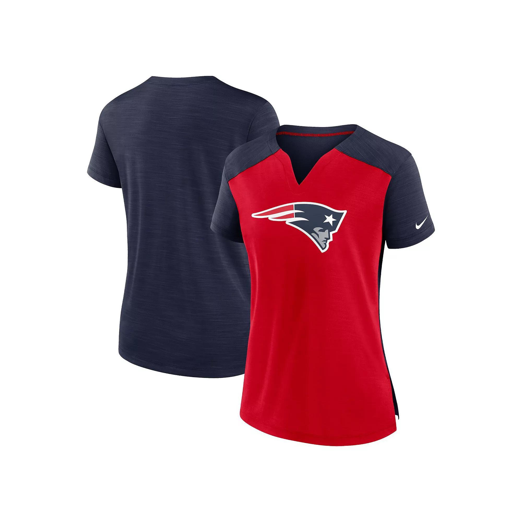 Women's Nike Red/Navy New England Patriots Impact Exceed Performance Notch Neck T-Shirt, Size: Small Product Image