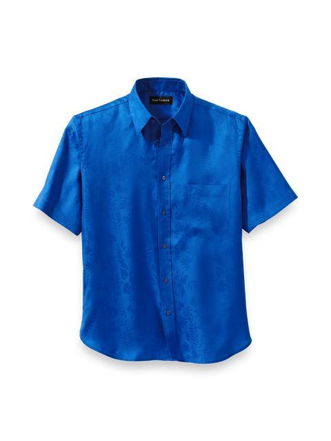 Lyocell Solid Jacquard Casual Shirt - Blue Product Image