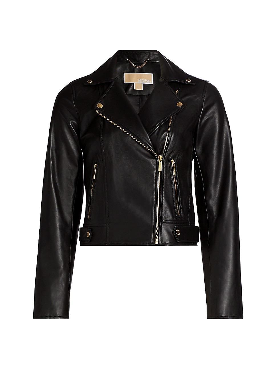 Womens Leather Moto Jacket Product Image