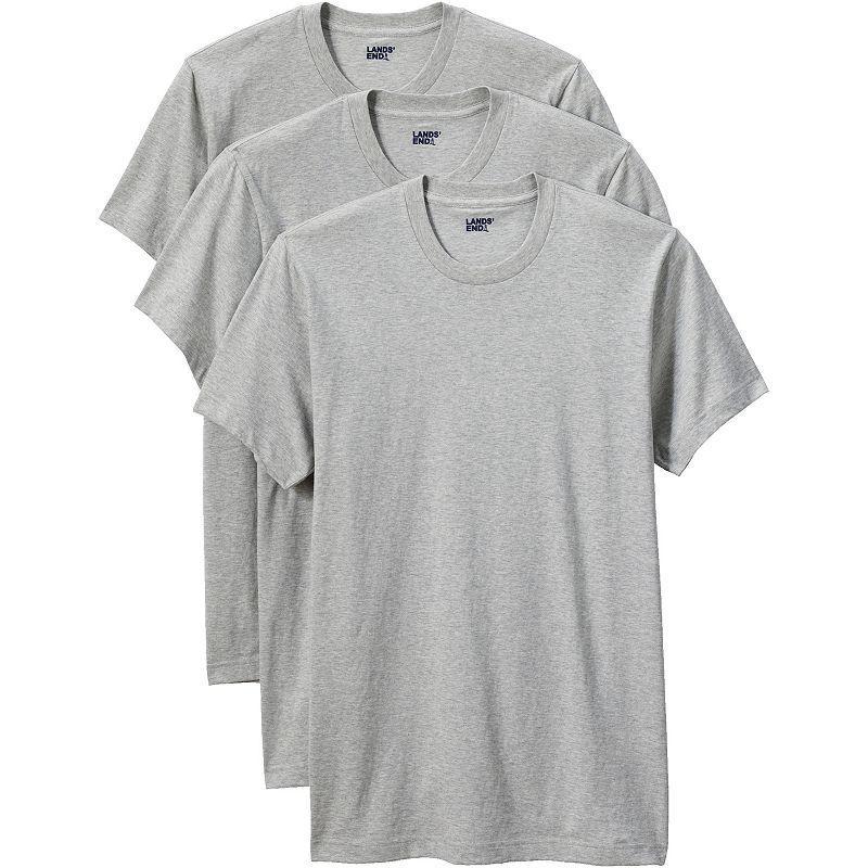 Mens Lands End Crewneck 3-Pack Undershirt Gray Grey Product Image