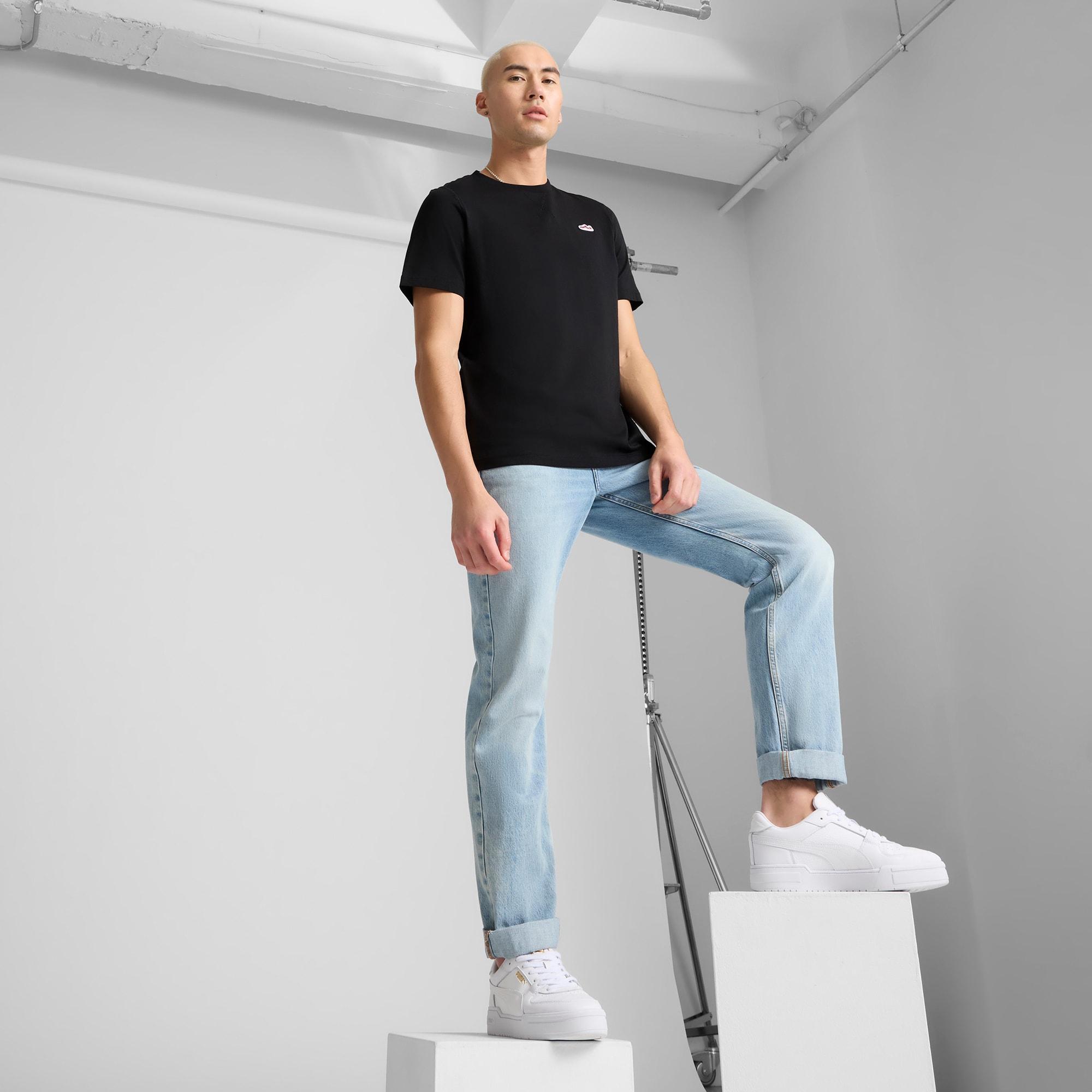 WARDROBE ESSENTIALS Suede Logo Men's Tee Product Image