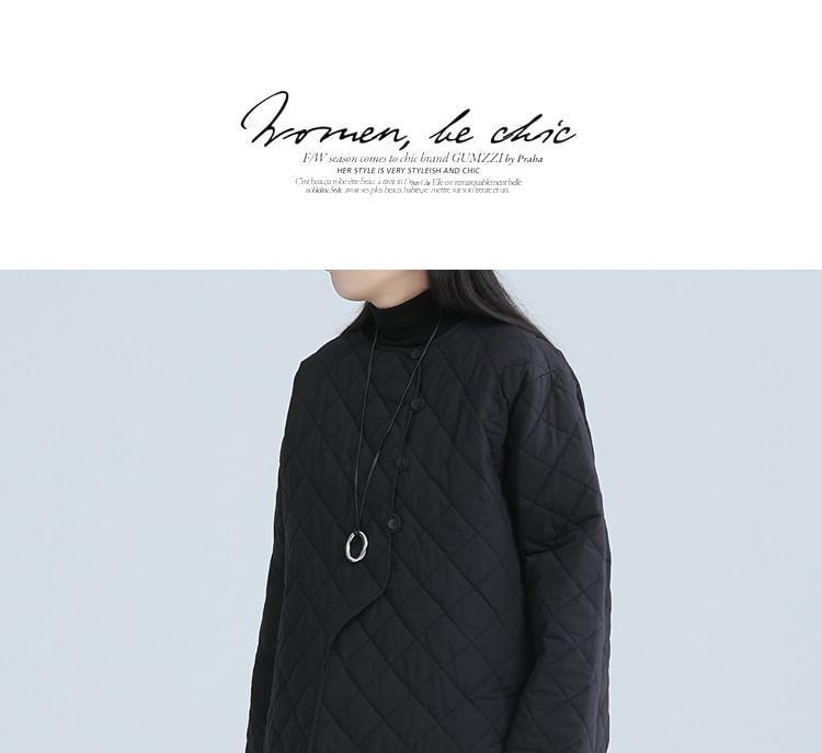 Plain Quilted Single-Breasted Jacket Product Image