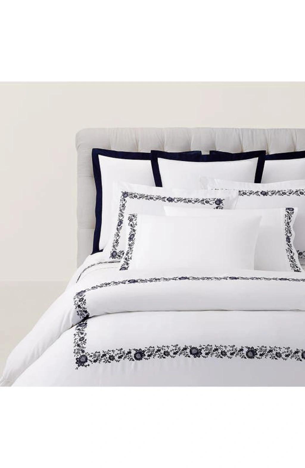 POLO RALPH LAUREN Eloise Embroidered 624 Thread Count Organic Cotton Duvet Cover In Polo Navy Product Image