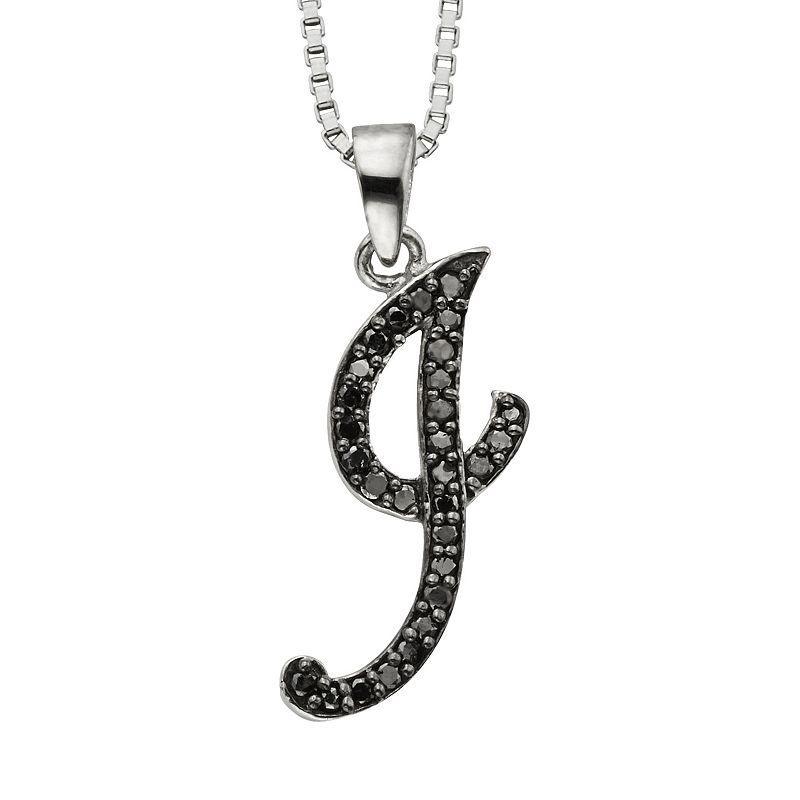 Jewelexcess Sterling Silver 1/4-ct. T.W. Black Diamond Initial Pendant, Womens Product Image