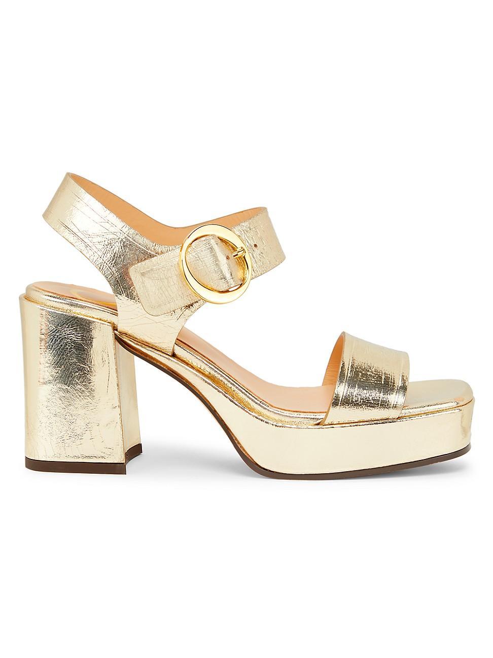 Womens Brianne 90MM Metallic Leather Platform Sandals Product Image