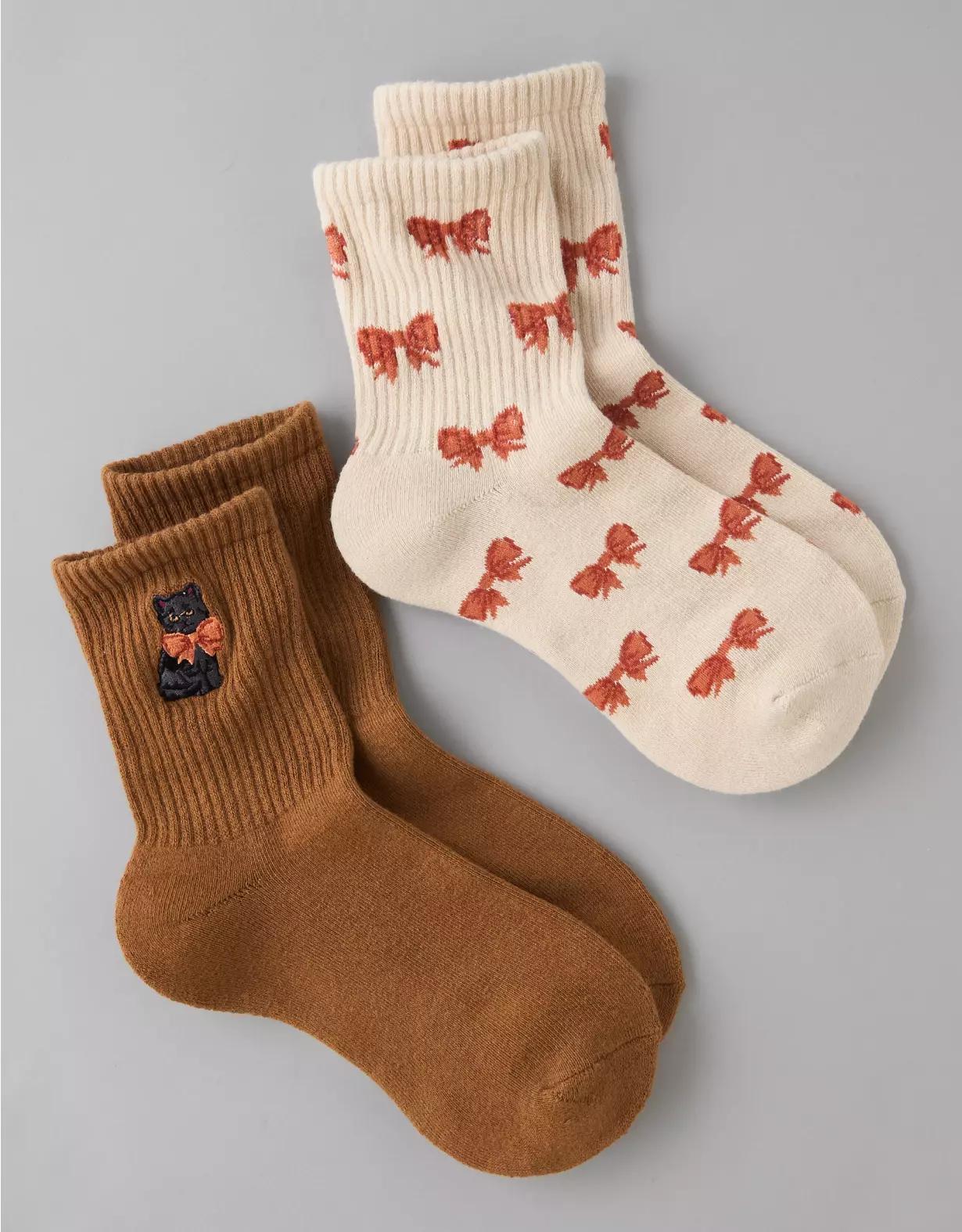 AE Cat Cropped Crew Socks 2-Pack Product Image