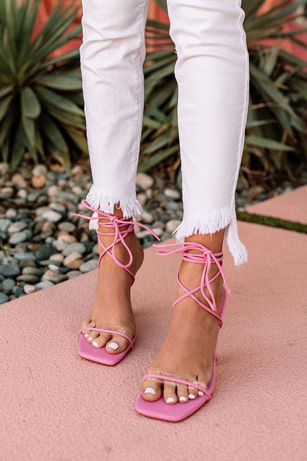 The Esley Lace Up Heel In Pink Product Image