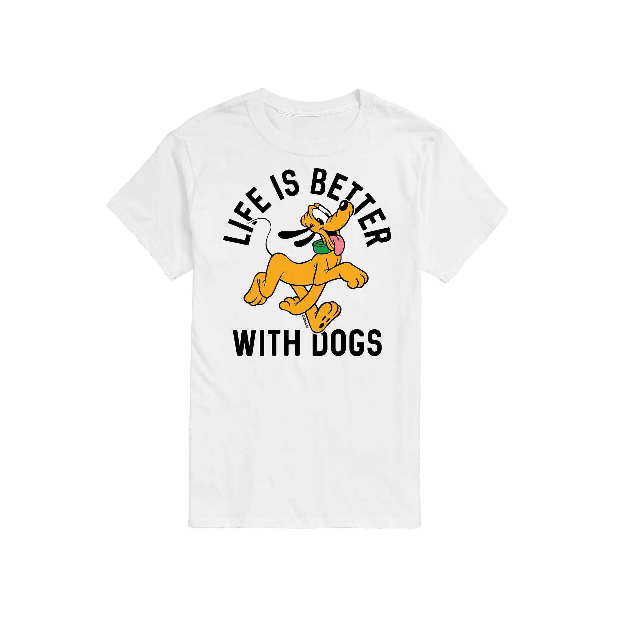 Disney's Men's Life Better With Dogs Graphic Tee, Size: Small, White Product Image