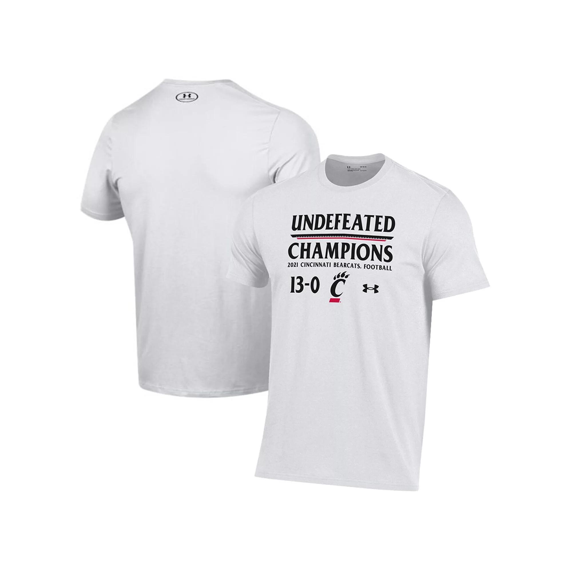Men's Under Armour White Cincinnati Bearcats 2021 AAC Football Conference Champions Undefeated T-Shirt, Size: Small Product Image