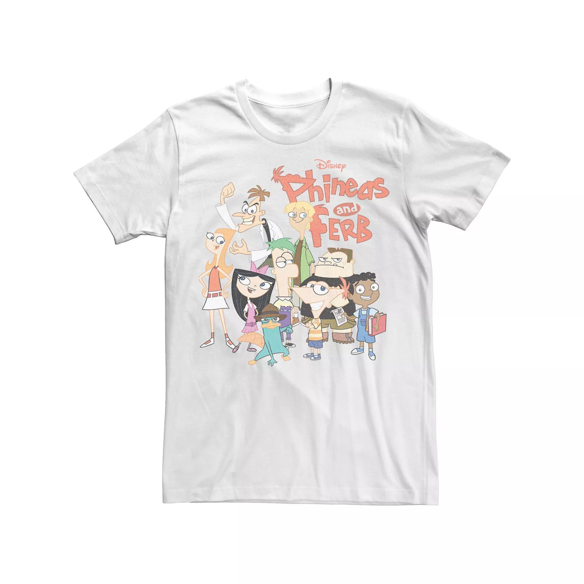 Disney's Phineas And Ferb The Group Logo Men's Tee, Size: 3XL, White Product Image