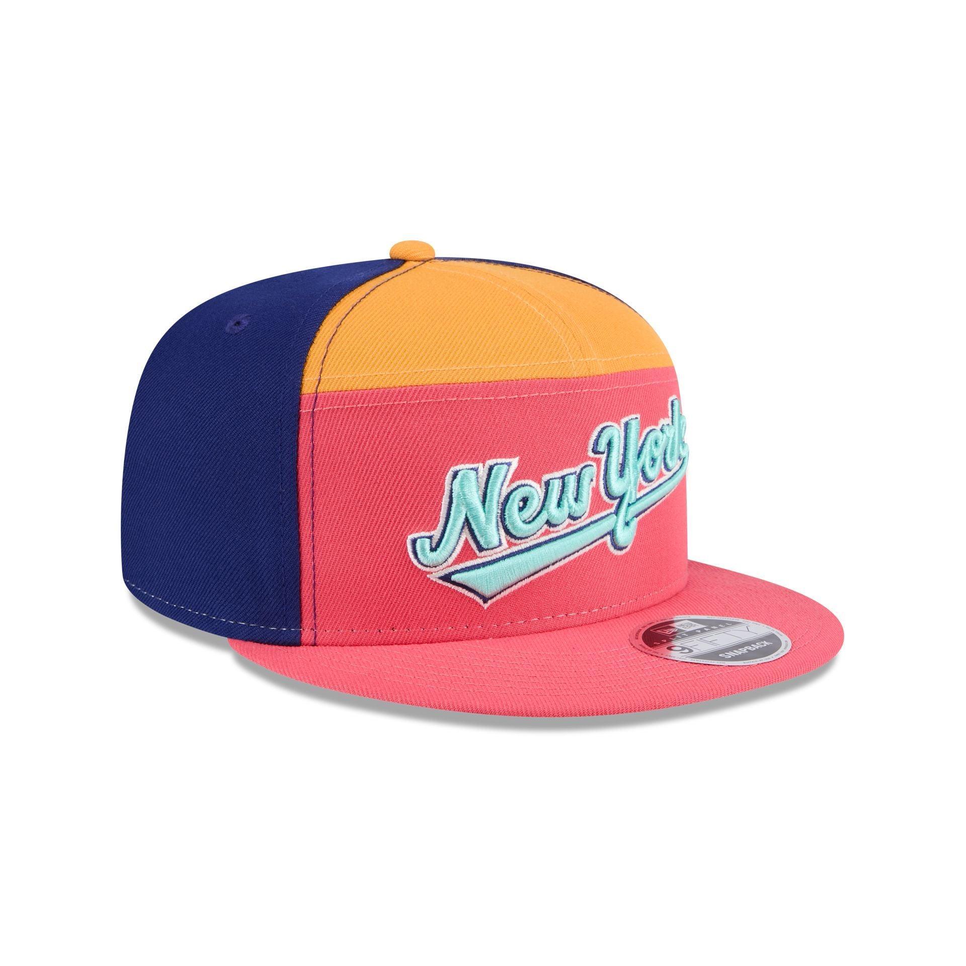 New York Mets Coral 9FIFTY Split Panel Snapback Hat Male Product Image