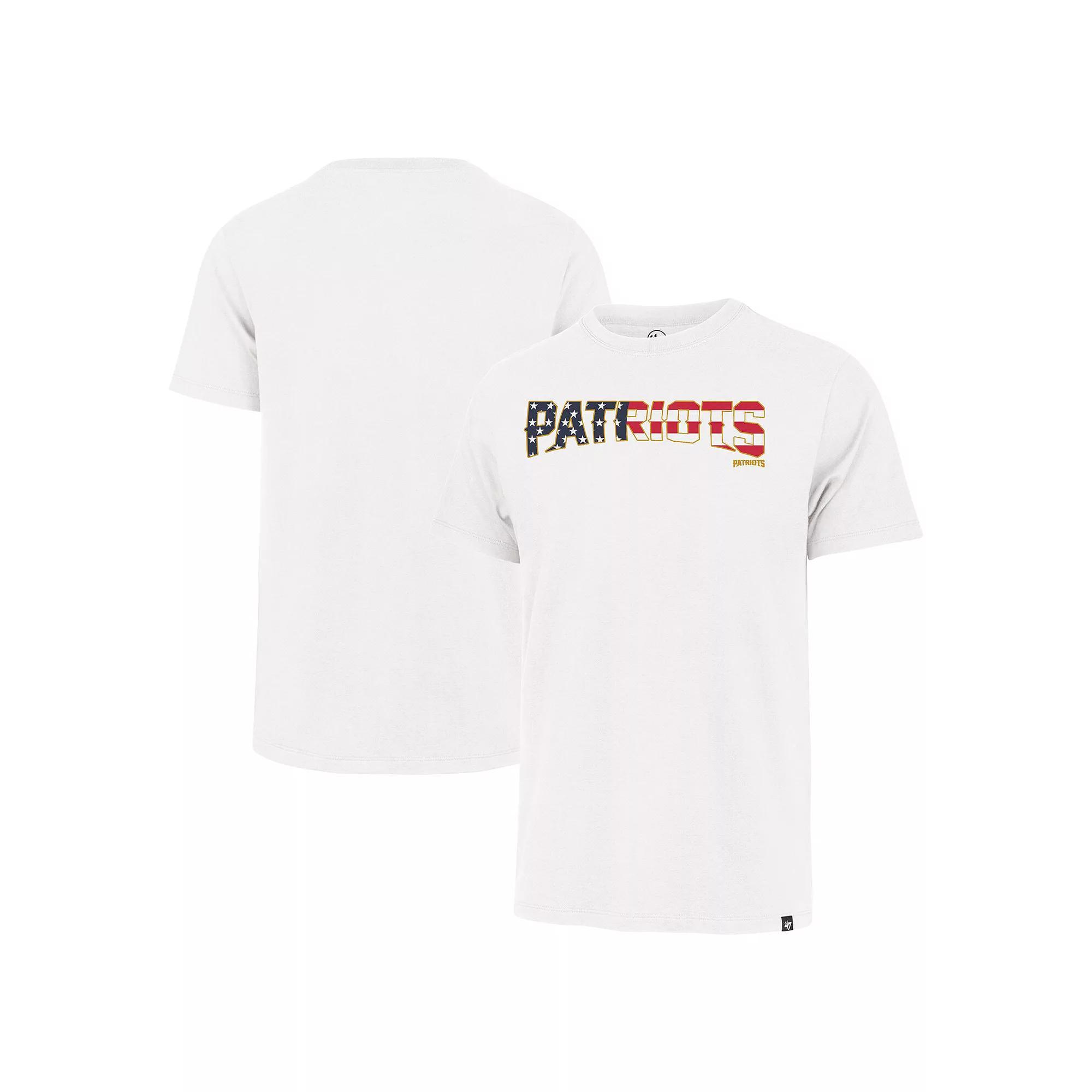 Men's '47 White New England Patriots Flag Script Franklin T-Shirt,  Product Image