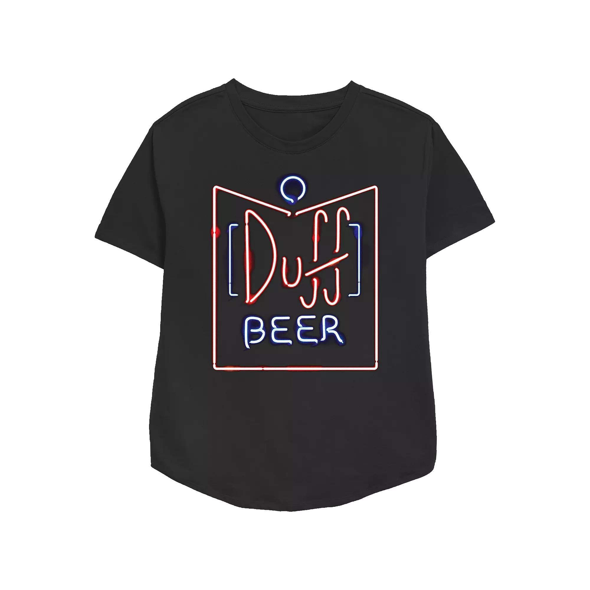 Women's The Simpsons Duff Bear Glowing Sign Relaxed Fit Graphic Tee, Girl's,  Product Image