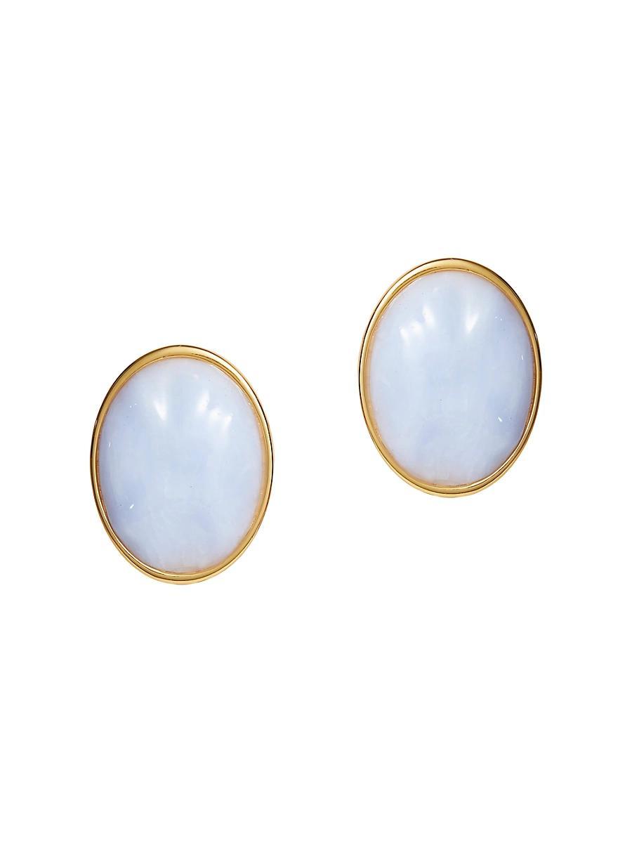 Womens Reflection 14K-Gold-Plated & Resin Button Earrings Product Image